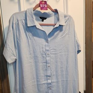 70 wellworn blue button up dress linen blend